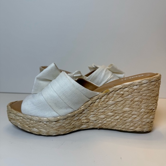 Børn Adalia Raffia Platform Wedge Sandals Ivory Bow Womens Size 9M - Picture 6 of 12